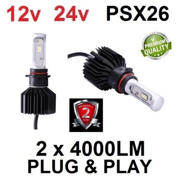 PSX26 / H28W SET LUMILED ZES chip 8000LM ATOM-series - SREDNJE/DUGO/MAGLENKU - PLUG&PLAY 