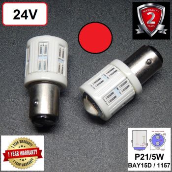 LED SIJALICE P21/5W/BAY15D/1157D - 24V - CRVENE
