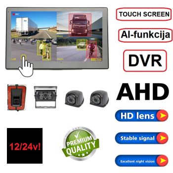 AHD AI SET - UNIVERZALNE LED PARKING KAMERE (4kom.) + MONITOR 10" (25.4cm.) + DVR (SNIMANJE NA SD KARTICI)