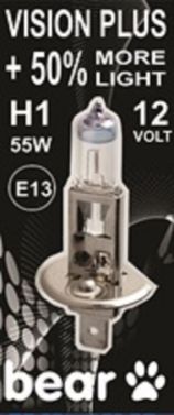 HALOGENA SIJALICA BEAR H1 VISION PLUS +50% 12V 55W